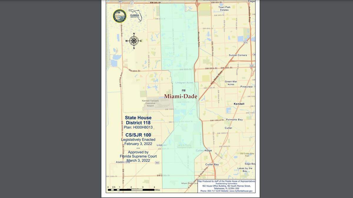 Mapa del distrito 118 de la Cámara de Representantes de la Florida