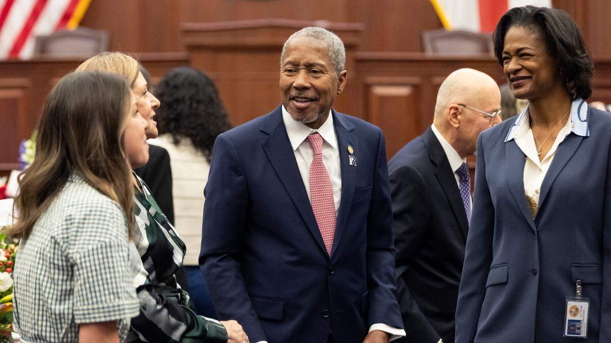 Sen. Darryl Rouson, D-Saint Petersburg, attends the first day of the legislative session at the Florida State Capitol on Tuesday, March 4, 2025, in Tallahassee, Fla.