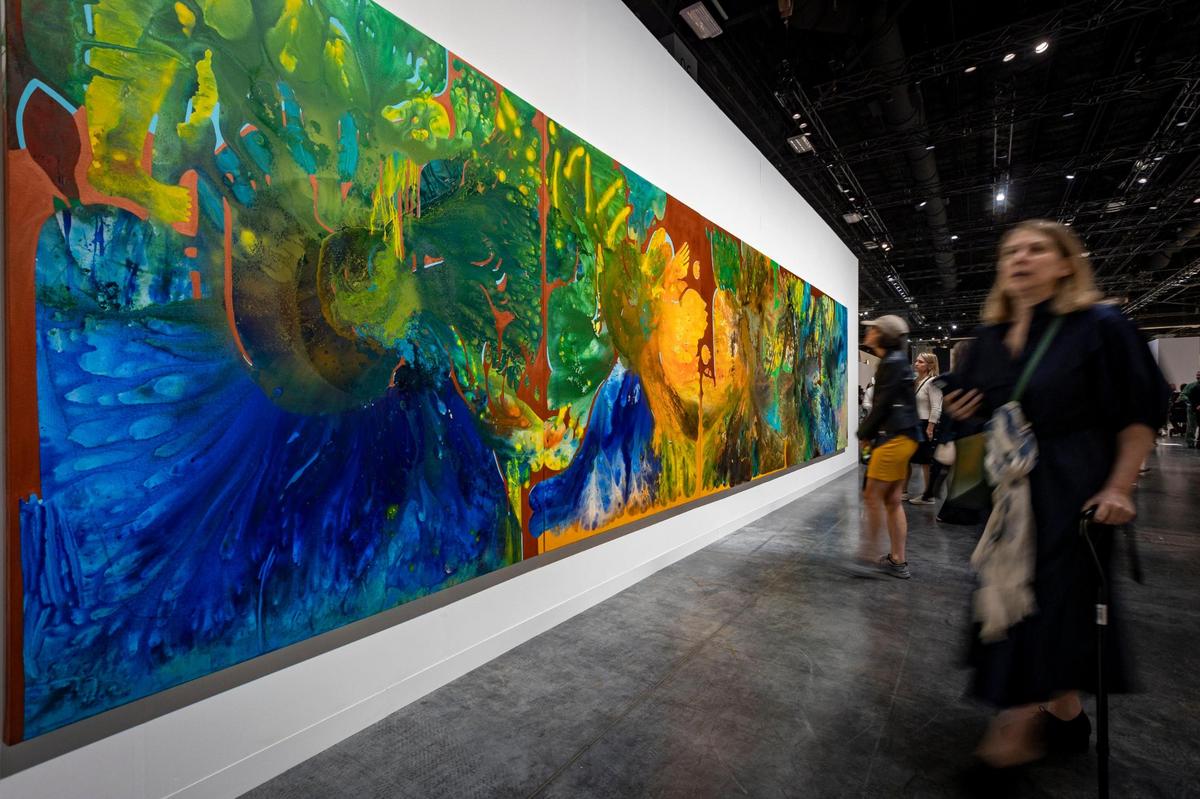 ‘Abzu’ by Vian Sora is viewed at Meridians inside the Miami Beach Convention Center during Art Basel VIP day on Wednesday.