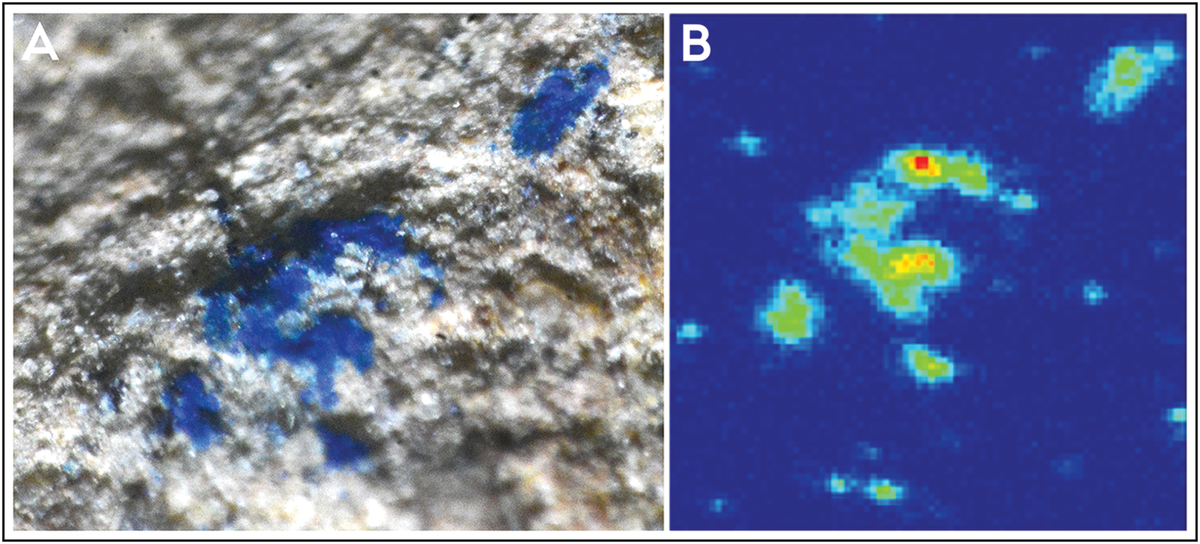 Chemical analysis identified the color as azurite.