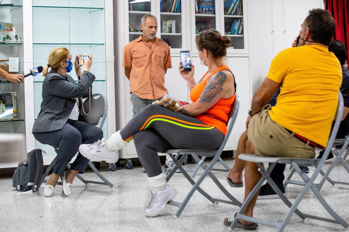 Miami Beach business owner Mitch Novick, 56, speaks during a listening session hosted by the Miami-Dade County Community Relations Board (CRB) at the Art Deco Welcome Center on Ocean Drive in Miami Beach, Florida, on Tuesday, March 30, 2021.