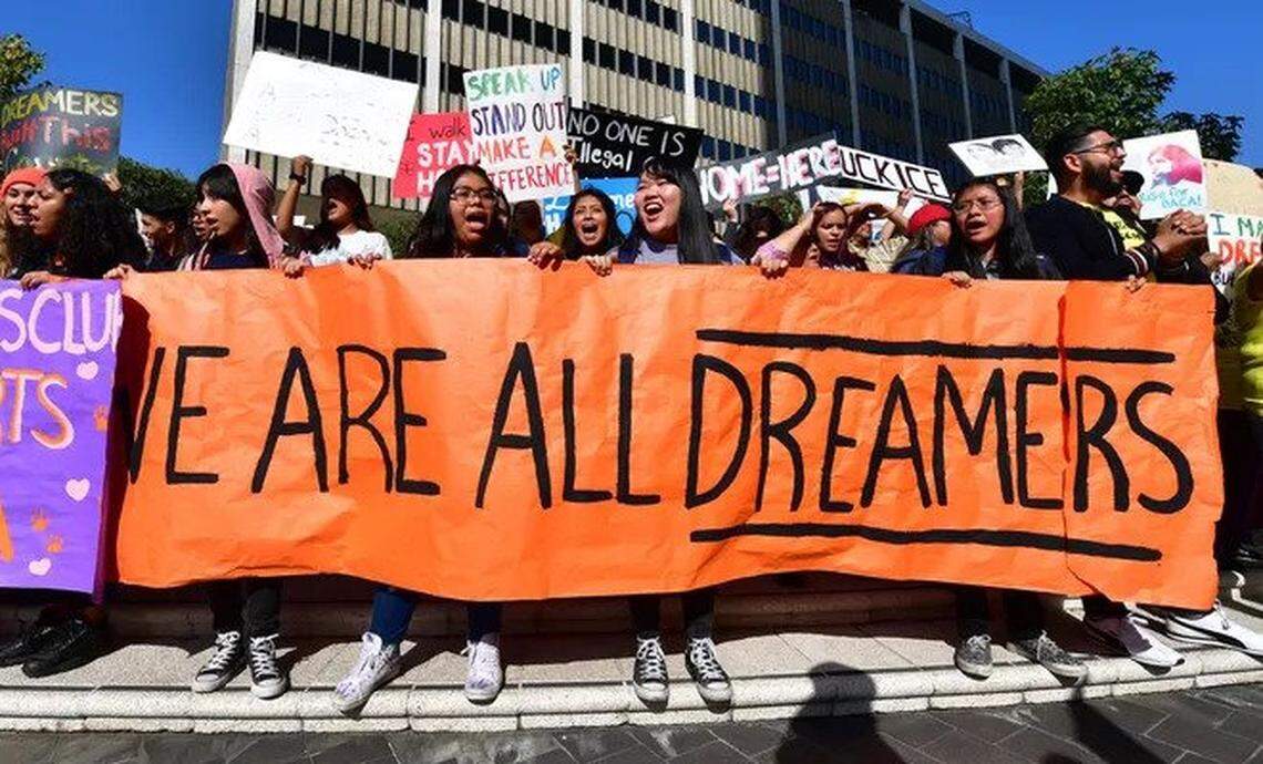 Advocates march in support of DACA, which protects some young undocumented immigrants from deportation.