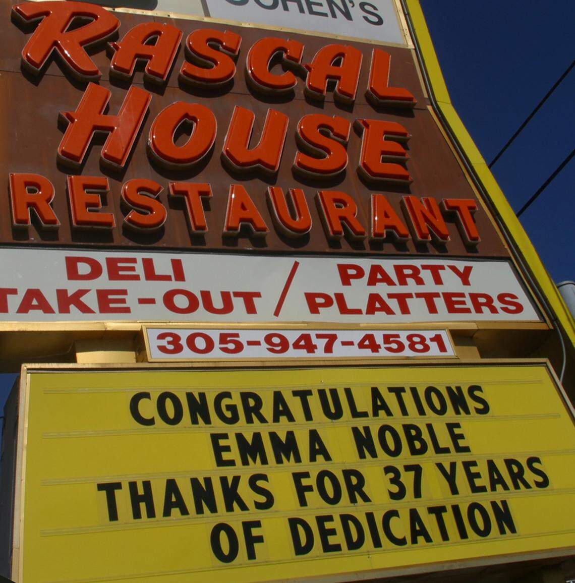 The marquee at the Rascal House.