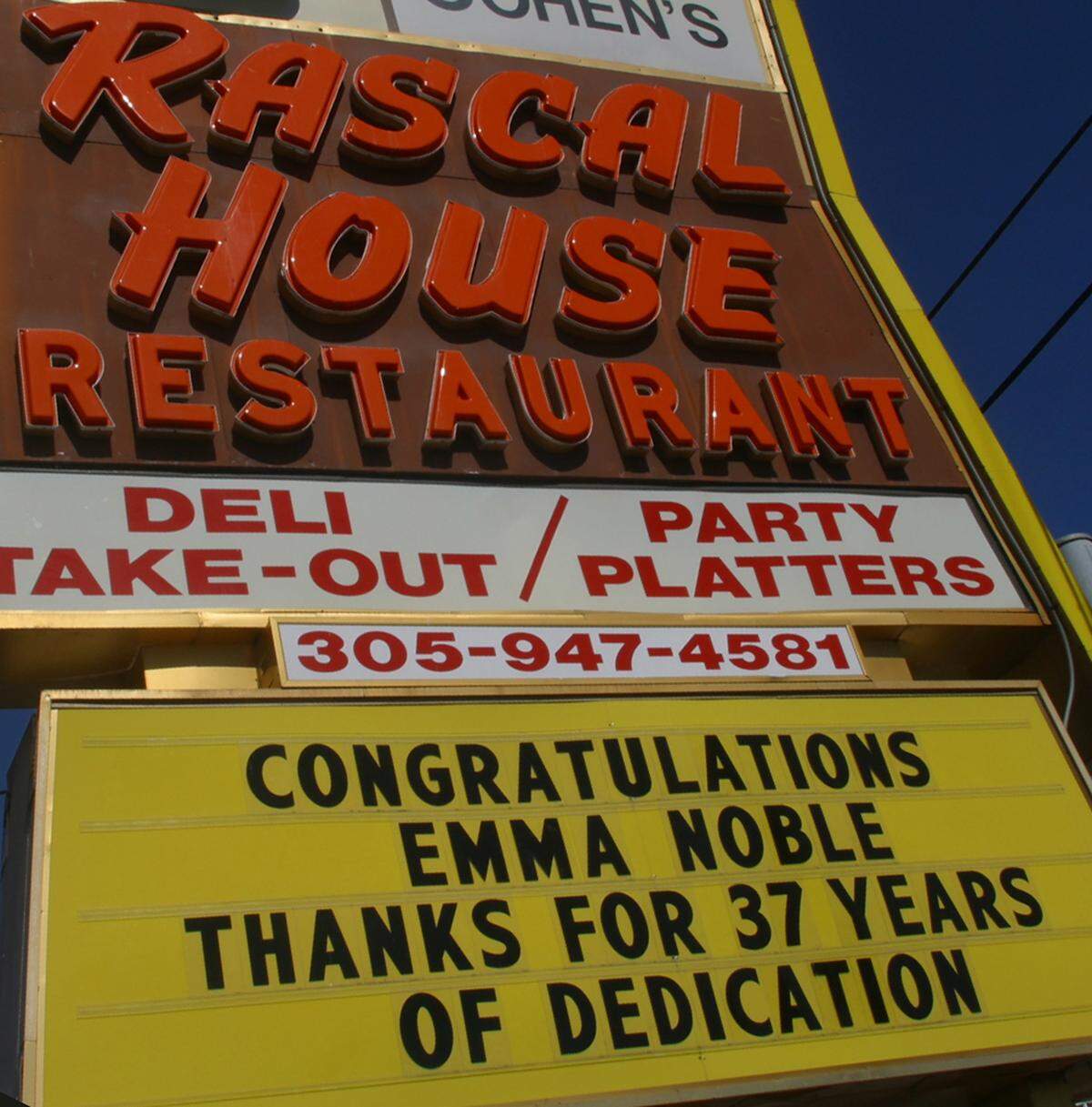 The marquee at the Rascal House.