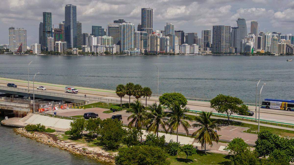 The Miami skyline from the Rickenbacker Causeway.