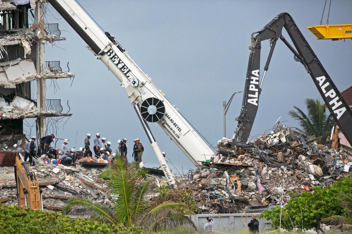 Rescue workers begin seventh day of searching collapsed Surfside condo Wednesday June 30, 2021.