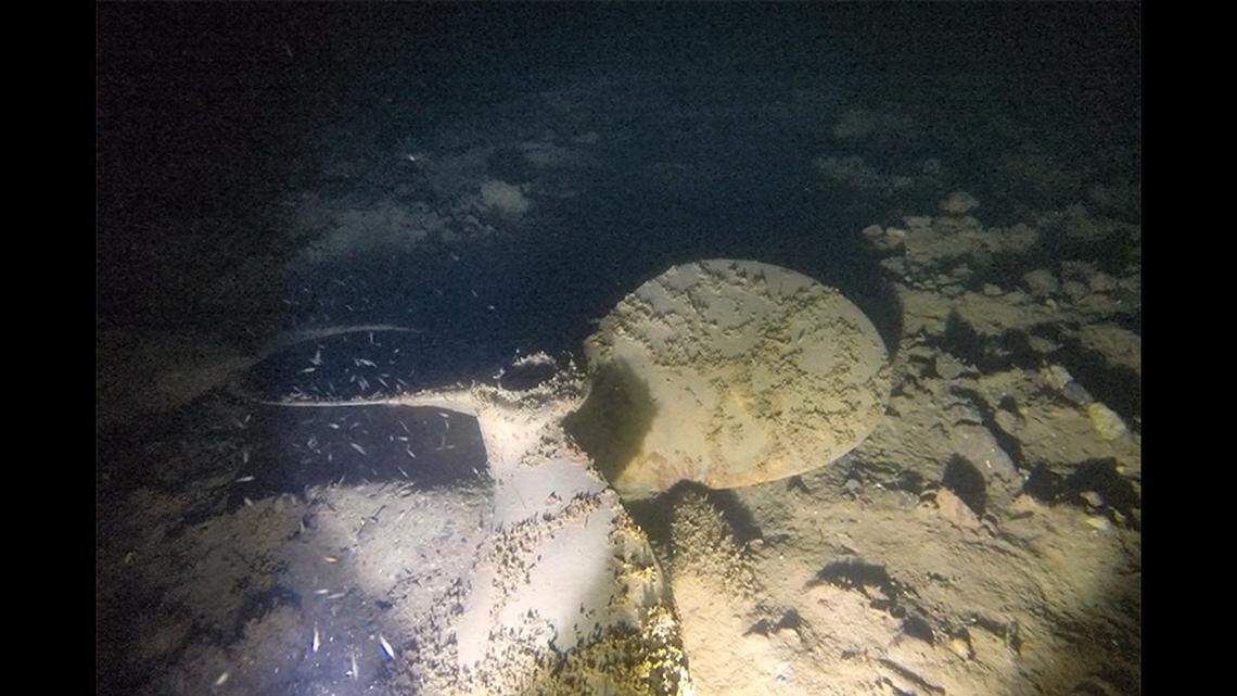 A NOAA Fisheries camera sent to the seafloor in the Gulf of Maine landed on this 3-foot wide propeller, 100 miles from shore.