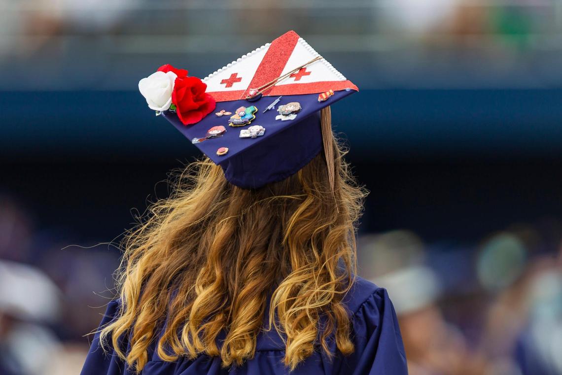 Florida International University students participate in their graduation ceremony inside the Riccardo Silva Stadium in Miami, Florida on Saturday, April 24, 2021.