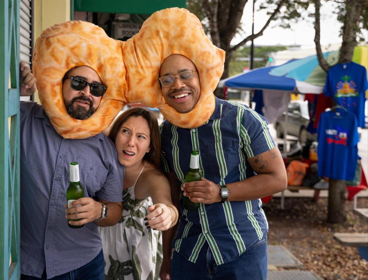 Is someone you love leaving you this holiday season? Give them this Two-Person Peanut Headpiece and then make them put it on with you and then tell them they can’t leave you, ever. Pictured, Joey Flechas, Dinah Irwin, Lance Dixon