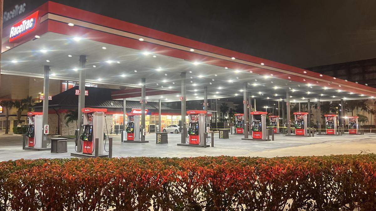 A body was found near a burning car at a RaceTrac gas station in Pembroke Park, Florida, on Thursday, Jan. 18, 2024, authorities said.