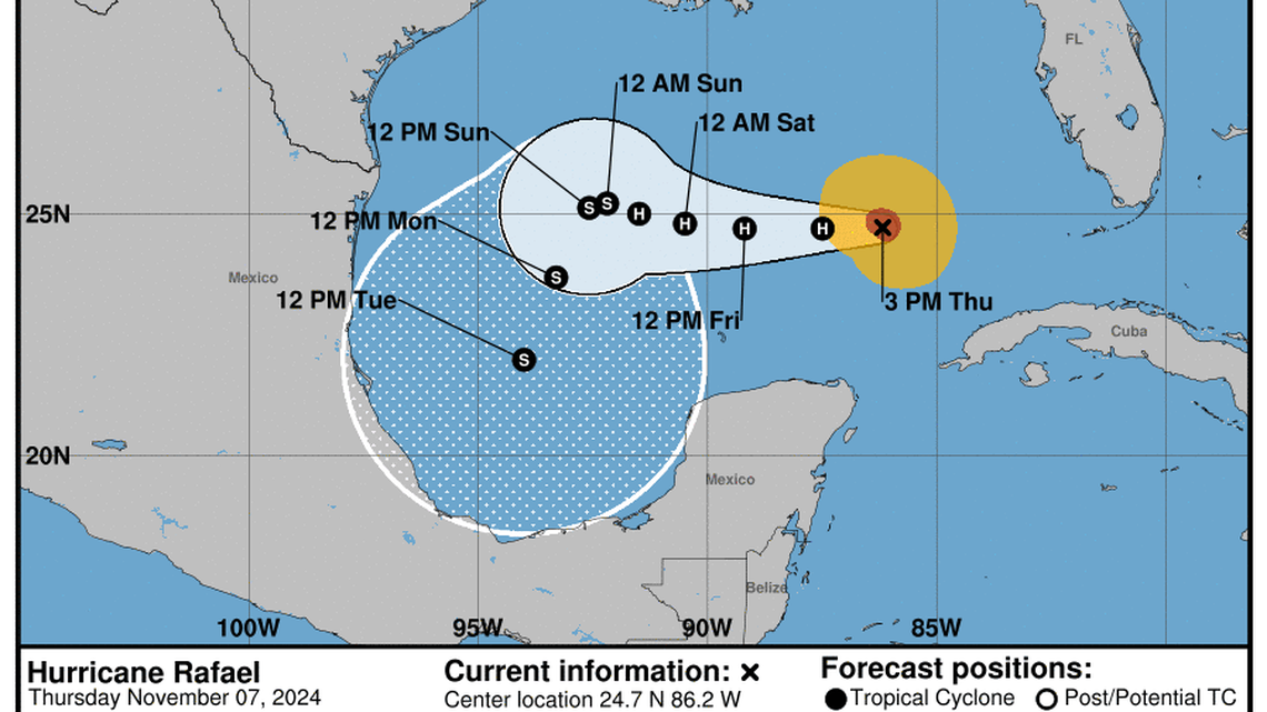 After slamming Cuba, Hurricane Rafael heads west across the Gulf of Mexico