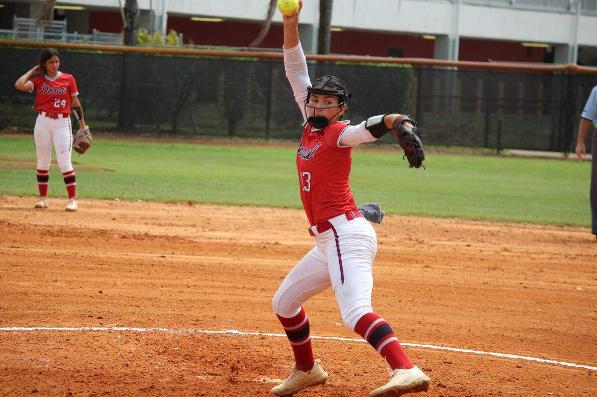 Doral pitcher Alyssa Zabala retired the final 14 Cooper City batters in order to lead her team to a Region 4-6A final win that clinched a return trip to state.