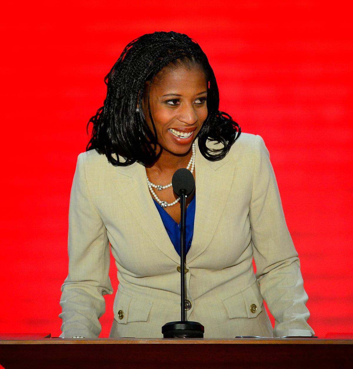 Mia Love, mayor of Saratoga Springs, Utah speaks on the second day of the Republican National Convention in Tampa, Florida, Tuesday, August 28, 2012. (Photo by Harry E. Walker/MCT/Sipa USA)