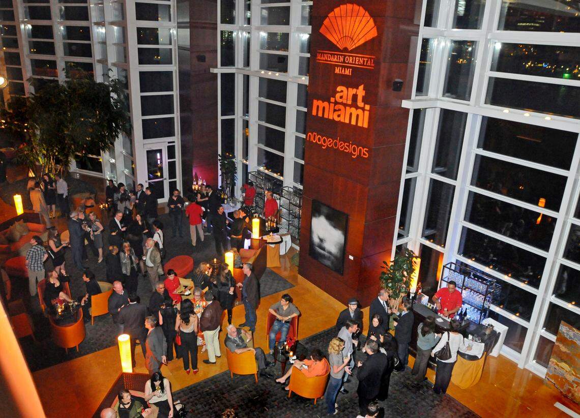 The main lobby of the Mandarin Oriental in Miami during a preview party for the Contemporary Asian Art exhibit in 2010.