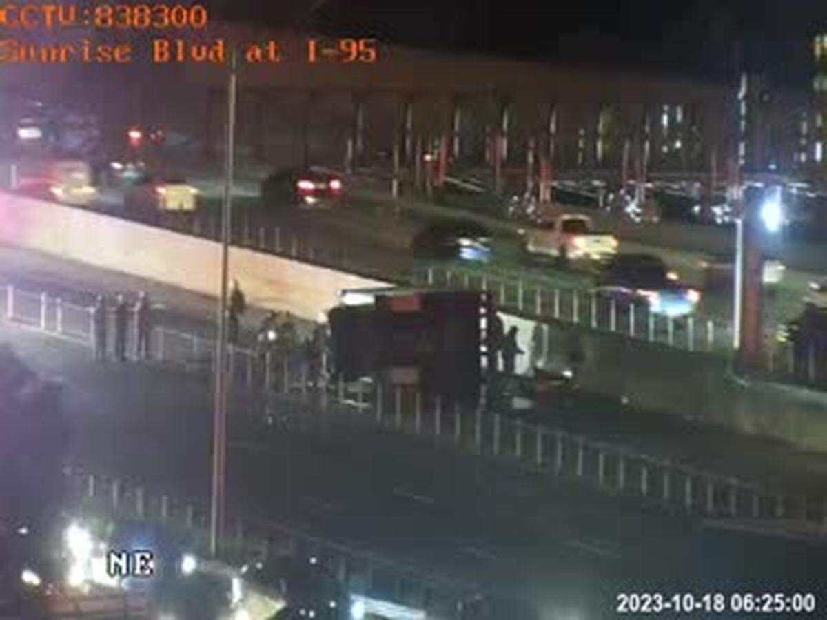 The rollover crash in the Interstate 95 southbound express lanes near the Sunrise Boulevard exit.