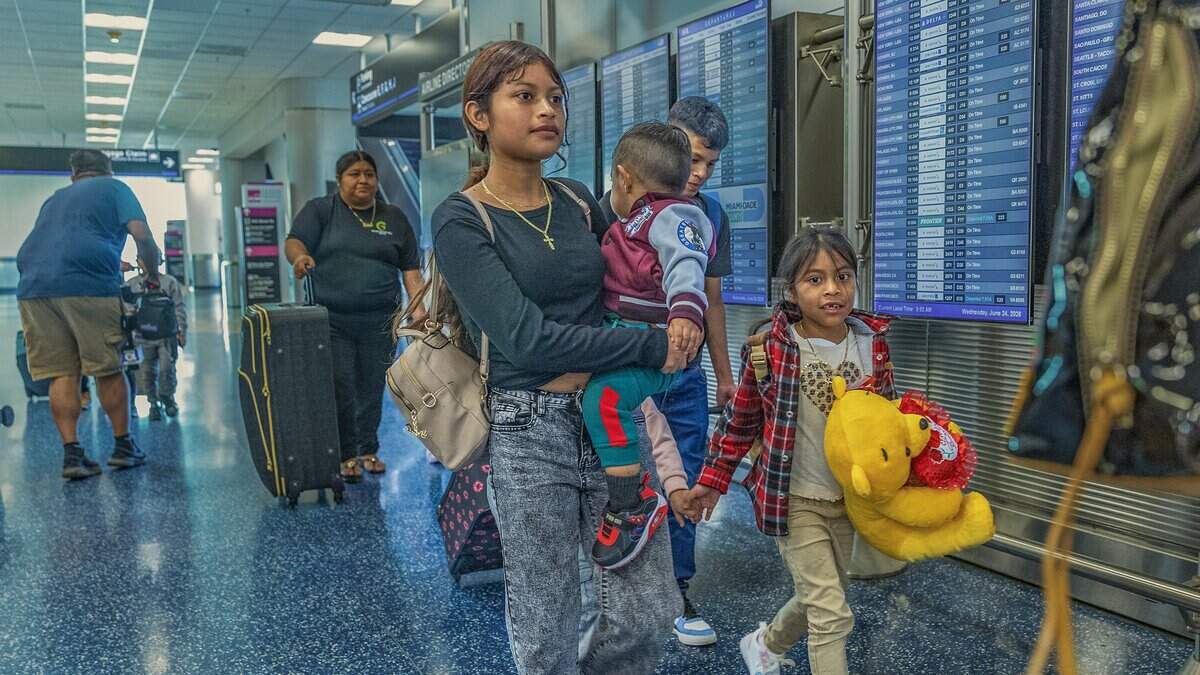 Cristina, right, and her siblings prepare to leave Miami International Airport for Guatemala on Wednesday, June 24, 2026.
