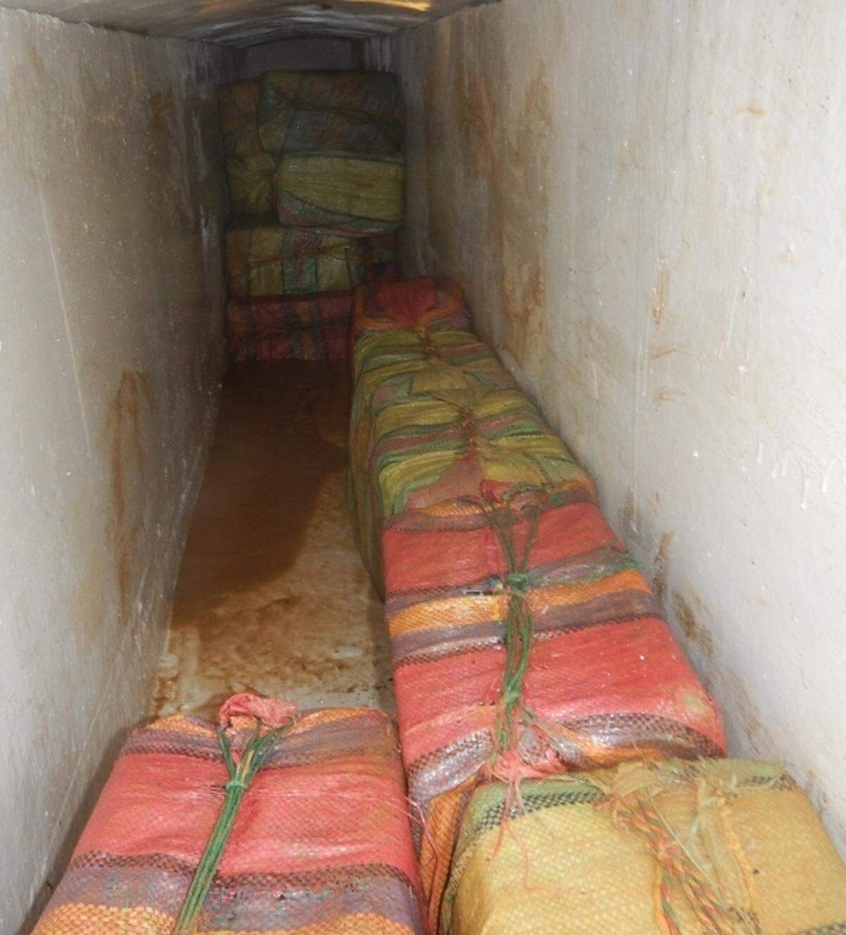 Bales of cocaine on a suspected smuggling vessel intercepted in international waters of the eastern Pacific Ocean by the crew of the U.S. Coast Guard Cutter Thetis on Nov. 16, 2019.