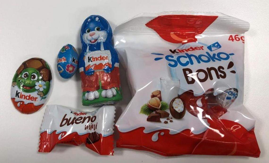 Chocolates inside the recalled Kinder chocolate assortments.