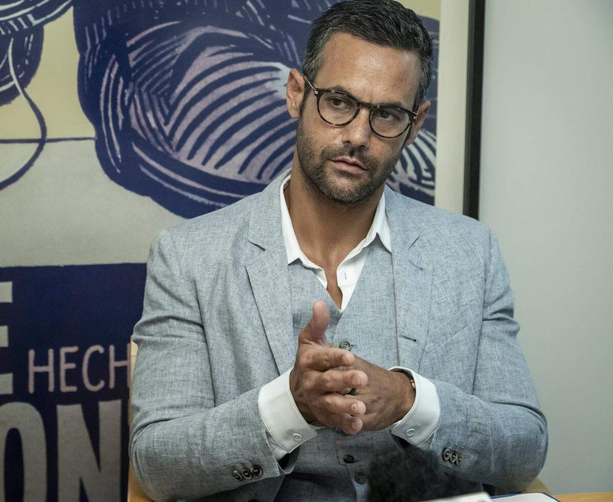 David Suarez speaks during a meeting with the Miami Herald Editorial Board on Sept. 22, 2023.