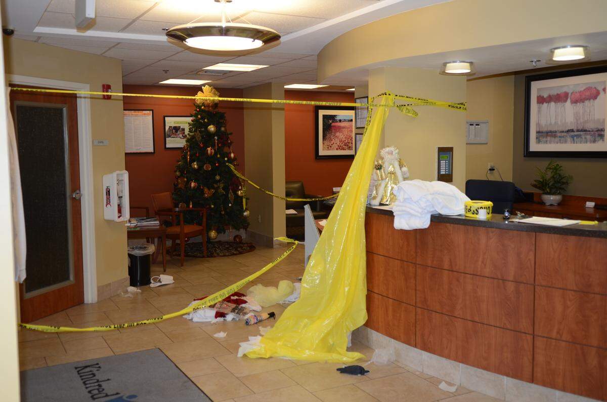Lobby of Kindred Hospital shortly after the shooting, Jan. 4, 2016. Photo from Coral Gables PD.