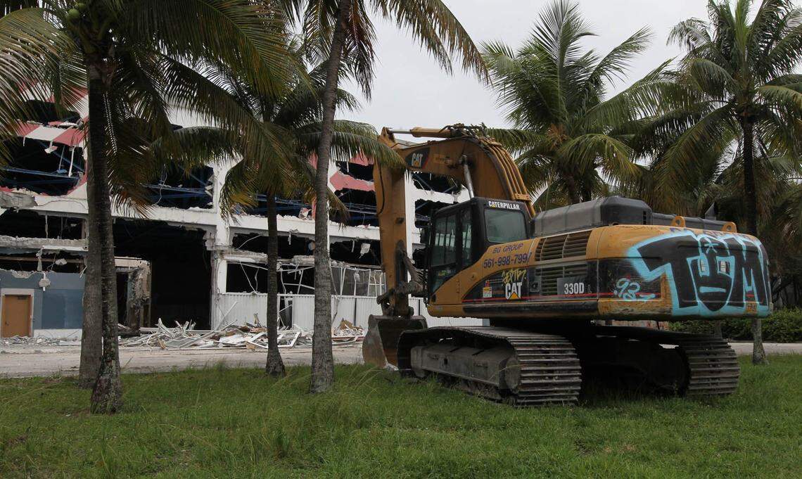 Demolition on the aging Coconut Grove Convention Center began, Tuesday, Nov. 5, 2013.