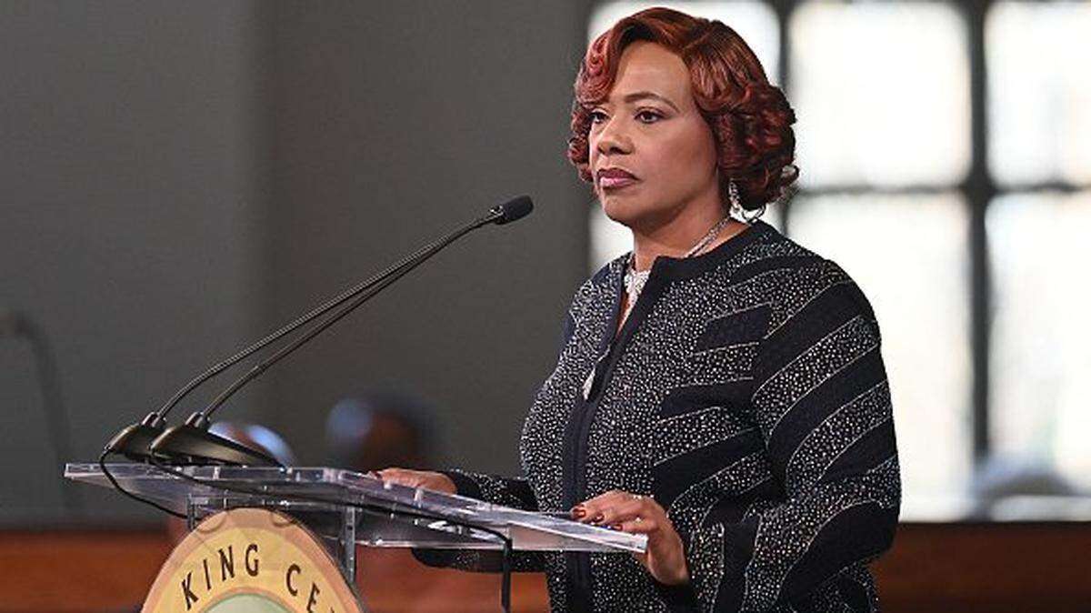 ATLANTA, GEORGIA - JANUARY 19: Dr. Bernice A. King, daughter of Dr. Martin Luther King, Jr., speaks onstage during the 2026 Martin Luther King, Jr. Beloved Community Commemorative Service at Ebenezer Baptist Church on January 19, 2026 in Atlanta, Georgia. The annual service is held in honor of the life of civil rights icon Dr. Martin Luther King, Jr. who would have turn 97 on January 15th. (Photo by Paras Griffin/Getty Images)
