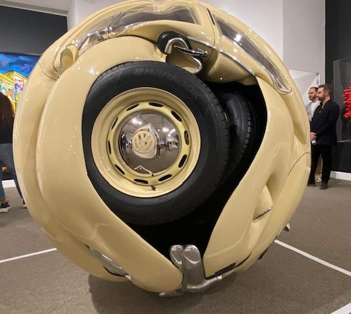 Ichwan Noor’s “Beetle” sculpture  at Art Miami at Art of the World gallery in 2024.