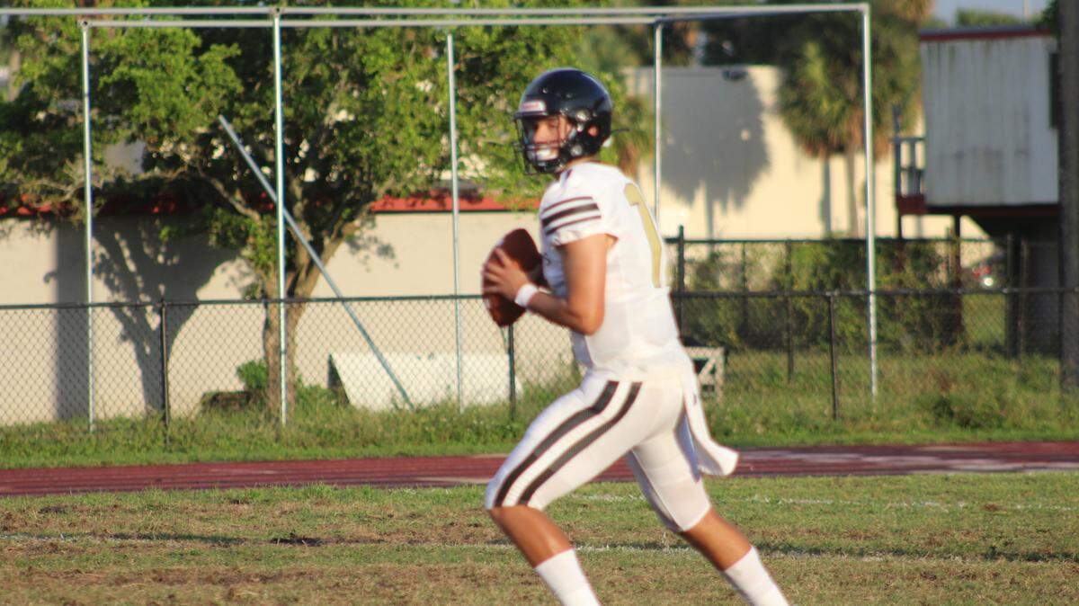 Quarterback Nick Vattiato, along with 34 of his University School teammates, made his debut for TRU Prep. Academy on Thursday night as he completed 6 of 7 passes for 168 yards and two scores to lead the Saints past Winter Haven Akelynn Christian 44-6 at Dade Christian.