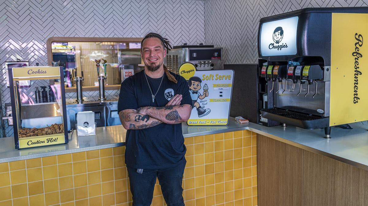 Chef and restauranteur Michael Beltran posed inside his new burger spot Chuggie's in Coconut Grove, on Friday, November 14, 2025.