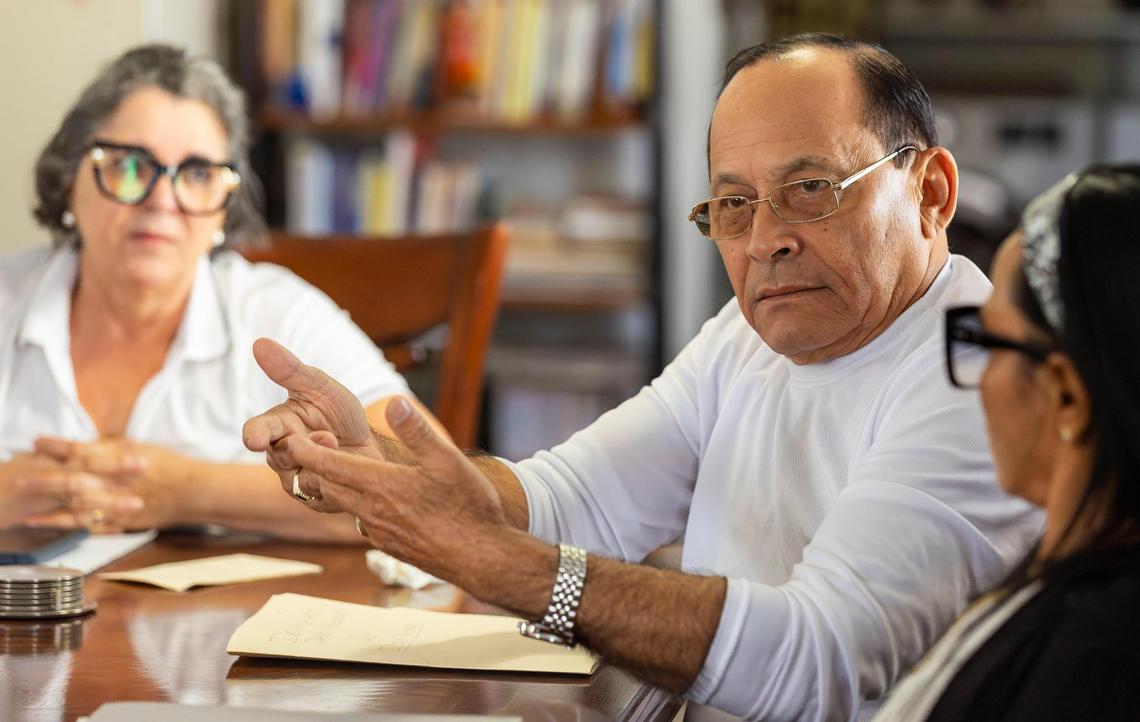 Miguel Herrera, 72, talks about his experience living at the Li’l Abner Mobile Home Park on Friday, March 7, 2025, in Sweetwater, Florida.