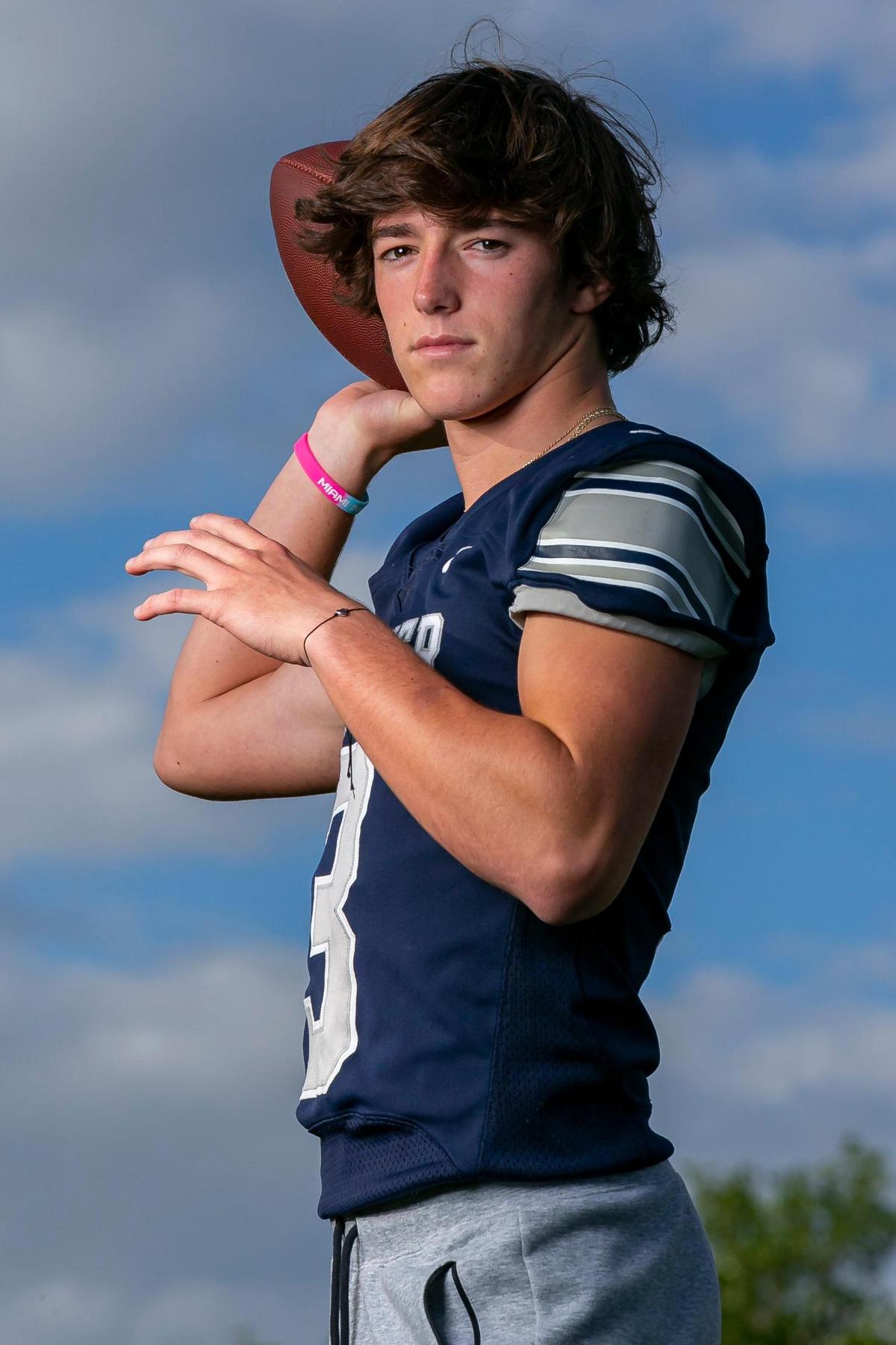 Dade Small School Football Offensive Player of the Year Carson Haggard, from Gulliver Prep., is photographed at A.D. Barnes Park in Miami, Florida on Thursday, January 13, 2022.