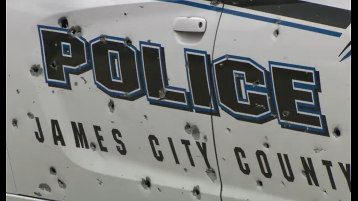 Investigators counted more than 100 holes in the car, and rounds also hit a nearby home, officials said.