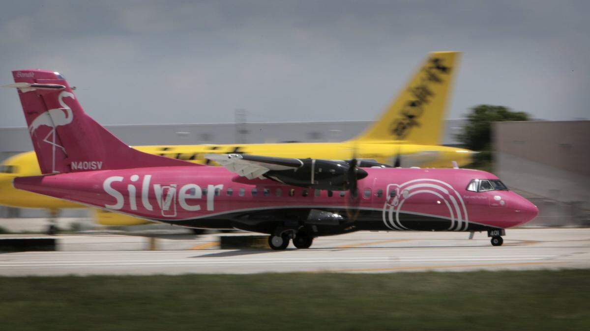 A Silver Airways plane taking off from Fort Lauderdale airport in 2019.