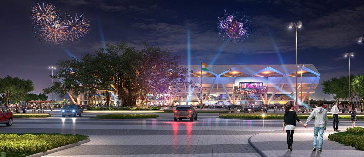 A rendering of the outside of the Miami Marine Stadium.