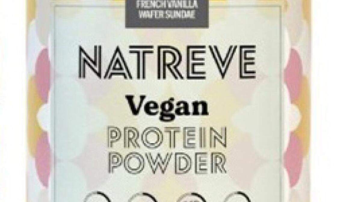 Lata de 13.1 onzas de Natreve Vegan Protein Powder retiradas del mercado. FDA