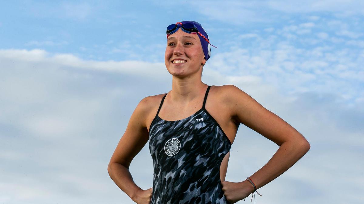 Dade Swimming Player of the Year Olivia Dinehart, from Cutler Bay Senior High School, is photographed at A.D. Barnes Park in Miami, Florida on Wednesday, January 12, 2022.