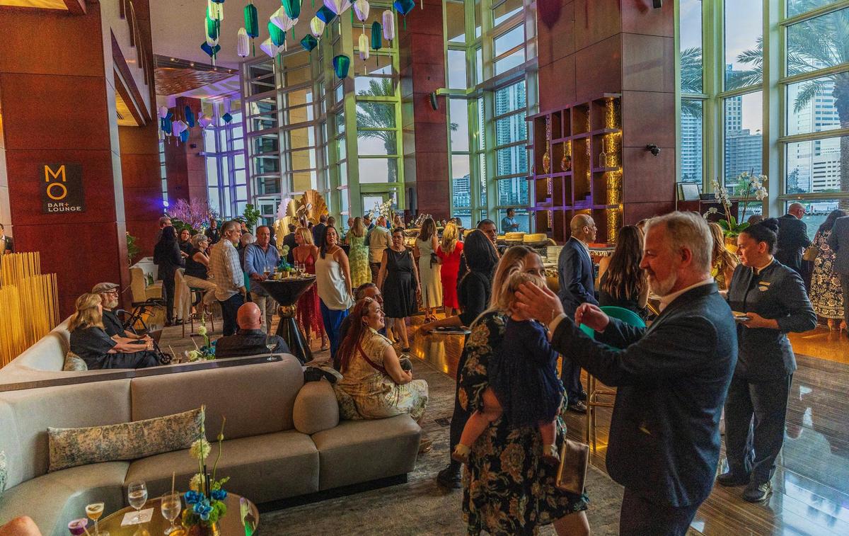 Mingling in the lobby of The Mandarin Oriental, Miami during a closing party on Thursday May 15, 2025.