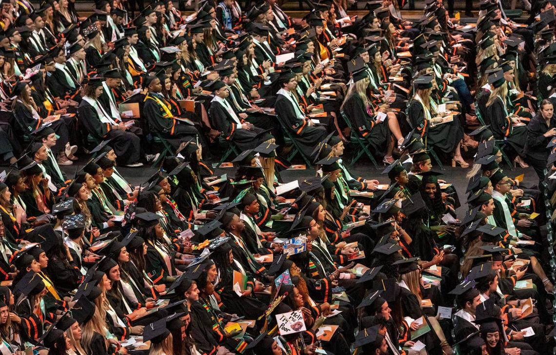Thousands of students attend the University of Miami commencement ceremony Friday morning in Coral Gables on May 13, 2022.