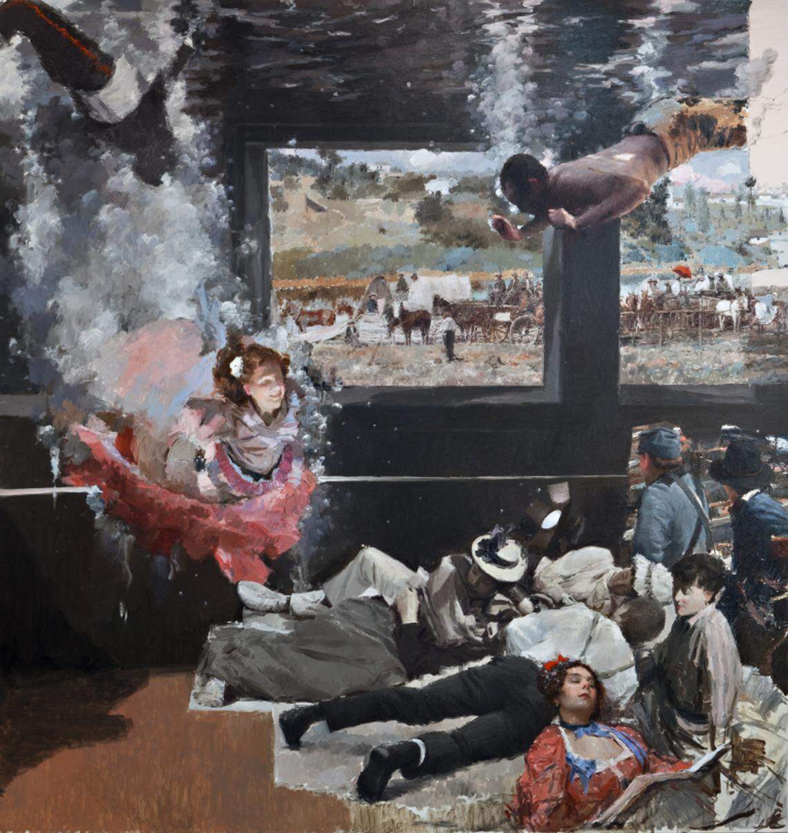 Ariel Cabrera’s “Wet Campaign No. 1,” oil on canvas,  from the “Kindred Spirits” exhibit through Dec. 9, 2018, at the Coral Gables Museum.