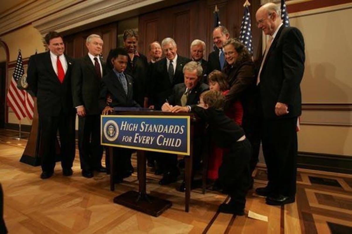 President George W. Bush signs the Individuals with Disabilities Education Improvement Act in 2004.