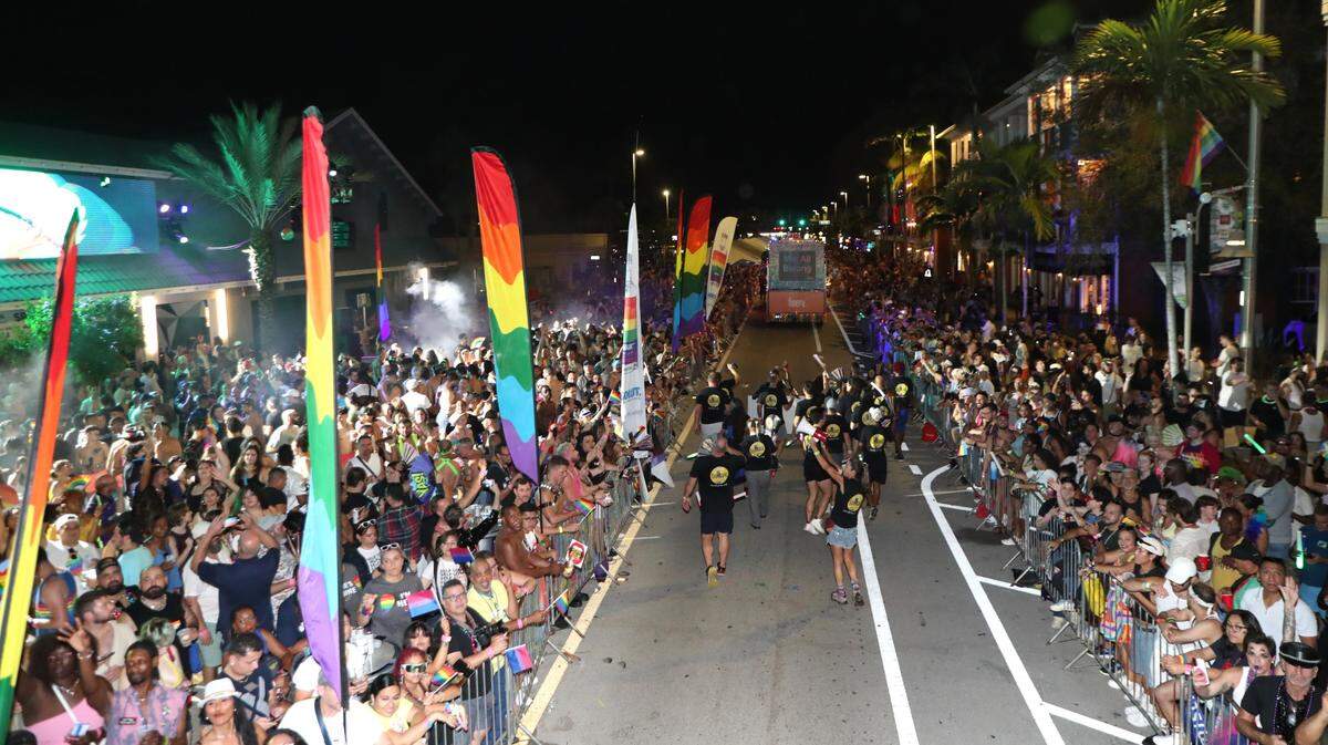 LGBTQ community members and allies celebrate Pride Month at the 2024 Wilton Manors Stonewall Pride Parade and Street Festival. This year, the festival and night parade are June 14 from 3 to 11 p.m.