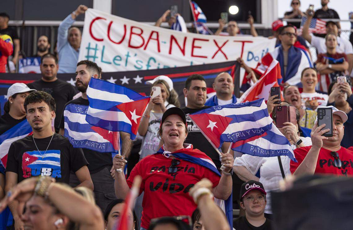 People attend the Free Cuba Rally at Milander Park on Tuesday, March 24, 2026, in Hialeah.