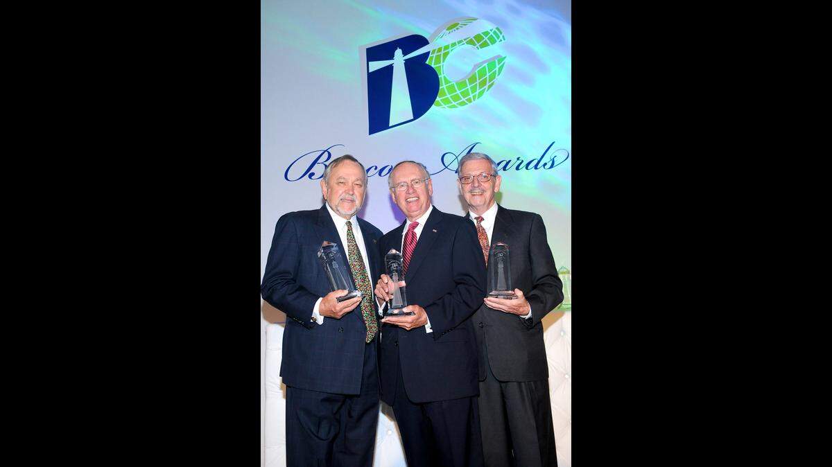 The Beacon Council Founding Chairs (from right to left) Merrett R. Stierheim, Theodore J. Hoepner and Sidney Levin were honored at the 2010 Beacon Awards.