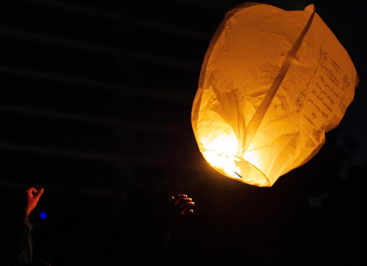 A lantern is released in honor of Harry Rosenberg, a Champlain Towers South collapse victim, who died two years ago on Saturday, June 24, 2023 in Surfside, Florida.
