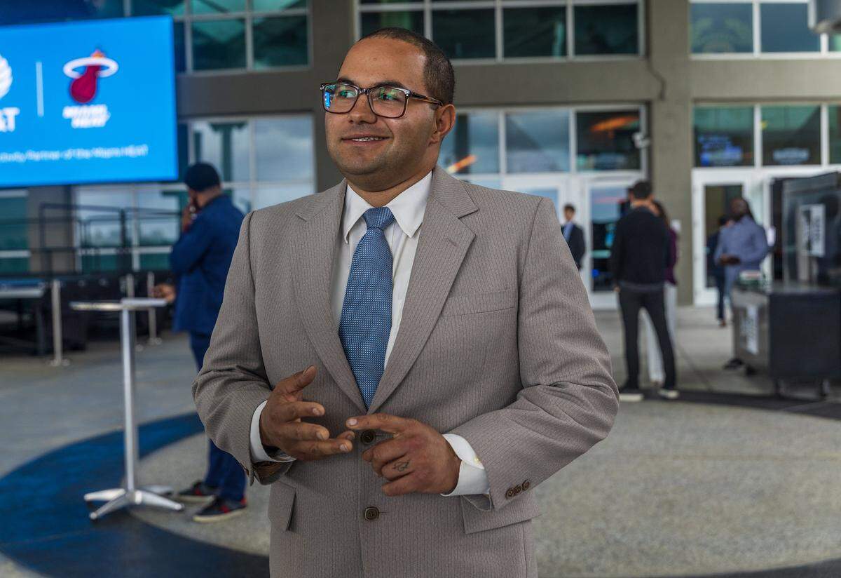 Juan Perdomo, of Tampa came to Miami to attend the America Business Forum, at the Kaseya Center in Miami, on Thursday November 06, 2025.