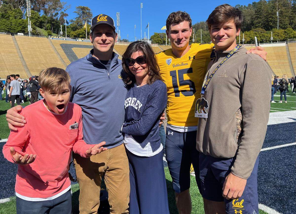 The Mendoza family (from left to right): Max Mendoza, Fernando Mendoza Sr., Elsa Mendoza, Fernando Mendoza Jr. and Alberto Mendoza, seen here while Fernando Jr. played for the University of California, Berkeley.