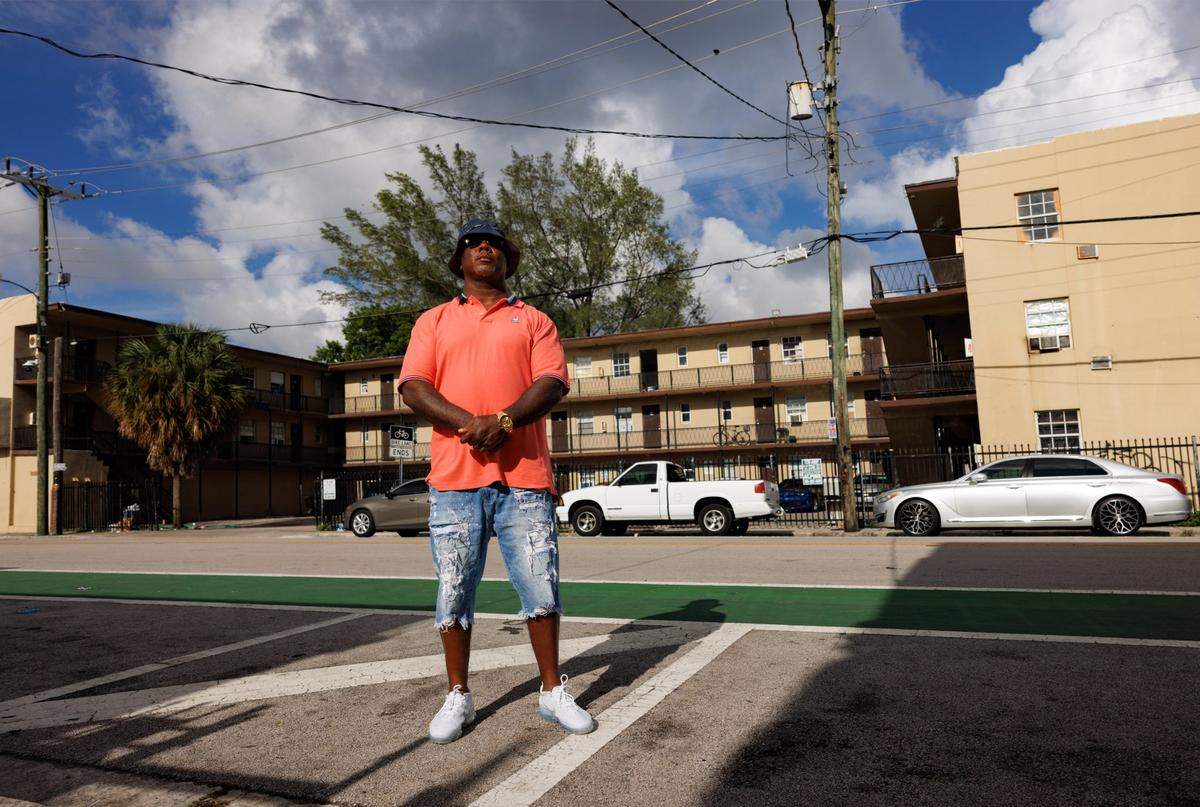 Derrick Gloster Sr., father of Derrick Gloster, an 18-year-old who died in a 2009 mass shooting, visited the area in Liberty City where the shooting took place, on Aug. 27, 2024. Gloster Sr. was in prison for drug related crimes when his son was killed.