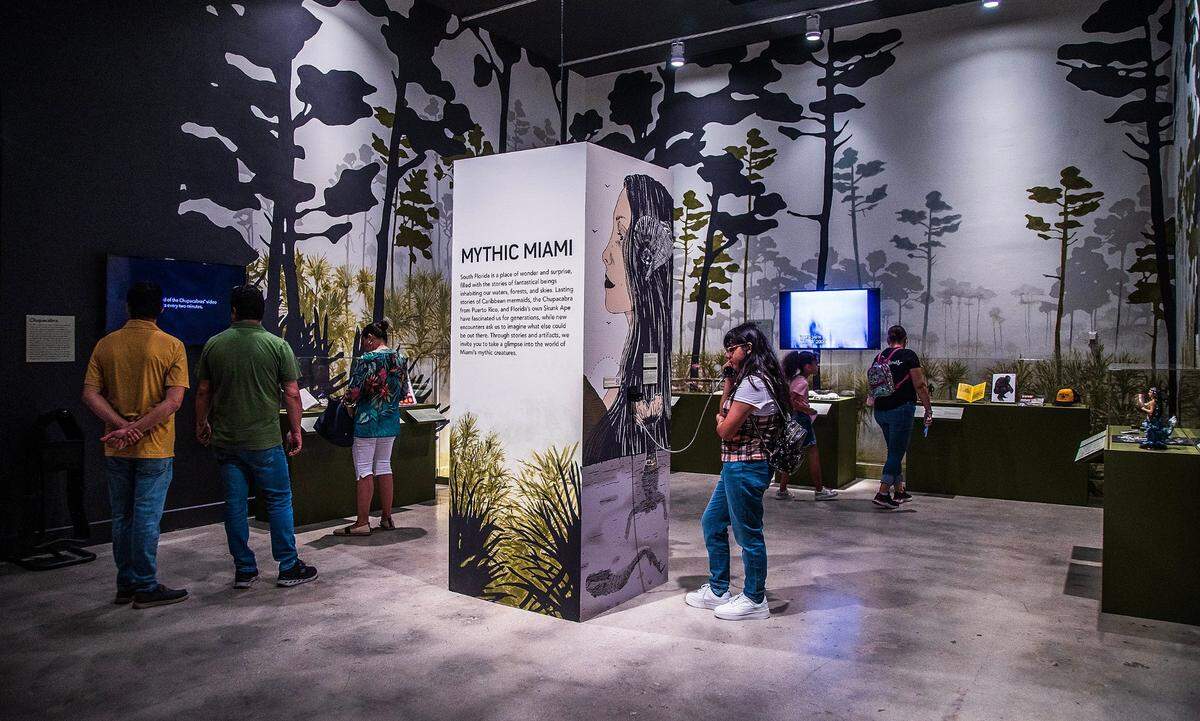 View of the mythic Miami section part of the “Mythic Creatures: Dragons, Unicorns & Mermaids”, exhibition on display at the HistoryMiami Museum, The exhibition opening on July 8th, traces the natural and cultural roots of some of the world’s most enduring mythological creatures from Asia, Europe, the Americas, and beyond, and even how Miamians embrace their own mythic fantasies. Organized by theAmerican Museum of Natural History in New York, on Saturday, July 08, 2023.