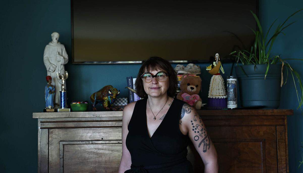 Surgeries, radiation, and chemotherapy for breast cancer left Jeni Rae Peters of Rapid City, South Dakota, with at least $30,000 in debt. “I don’t even know anymore how much I owe,” she says. “Sometimes it feels like people just send me random bills.” (Dawnee LeBeau for KHN and NPR)