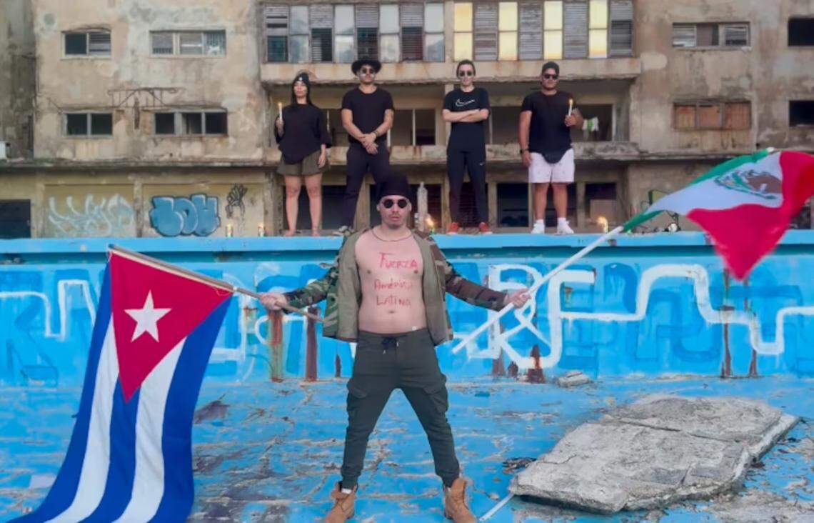 Sandro Castro, Fidel Castro’s grandson, poses in a post shared on his Instagram account labeled “in support of immigrants from all countries."